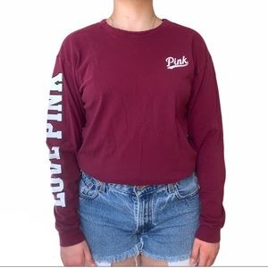 FREE SHIPPING VS PINK Long Sleeve Backless Top XS